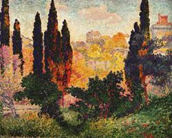 Henri Edmond Cross Cypress Trees at Cagnes